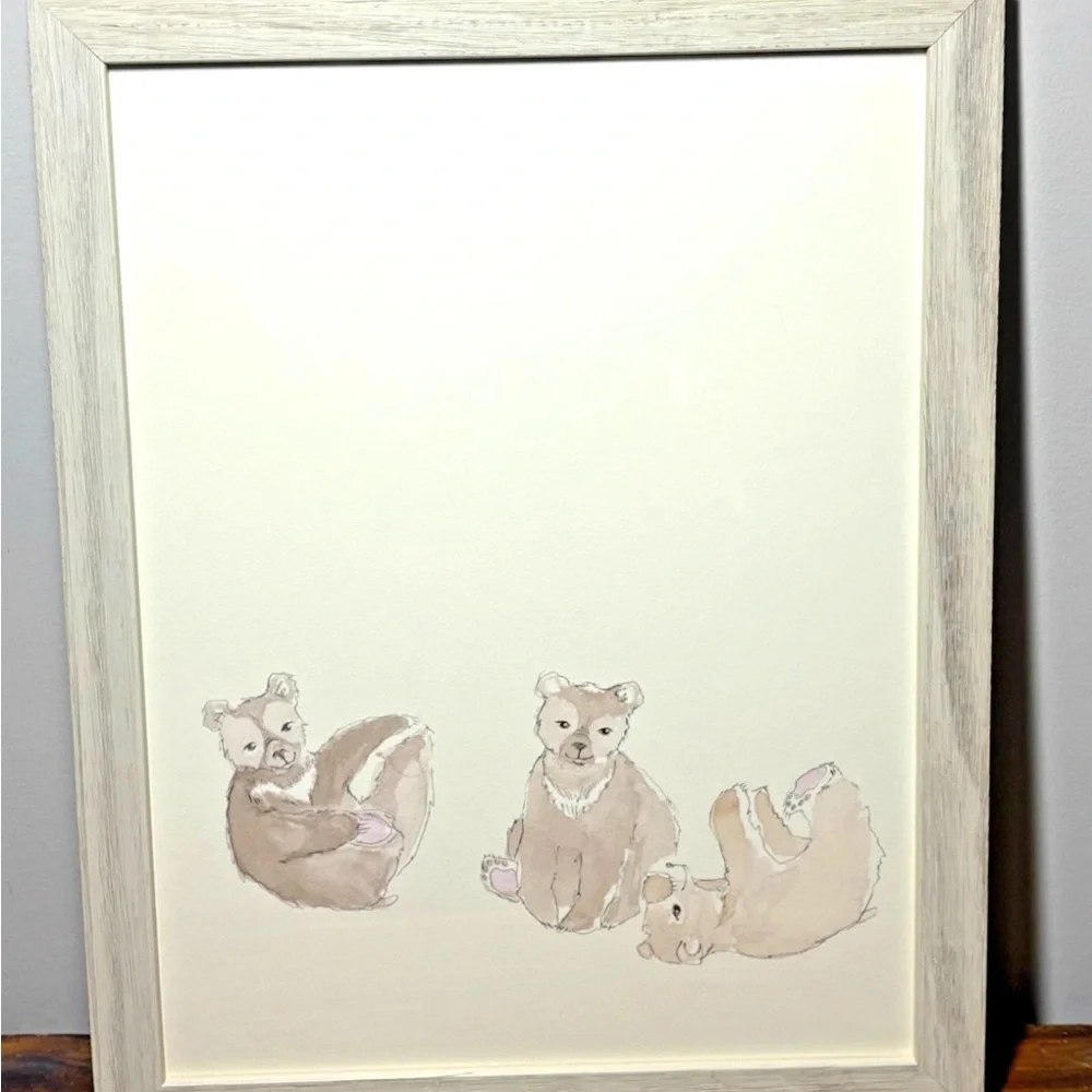 Restoration Hardware Baby & Child  Watercolor Animal print framed art wall decor